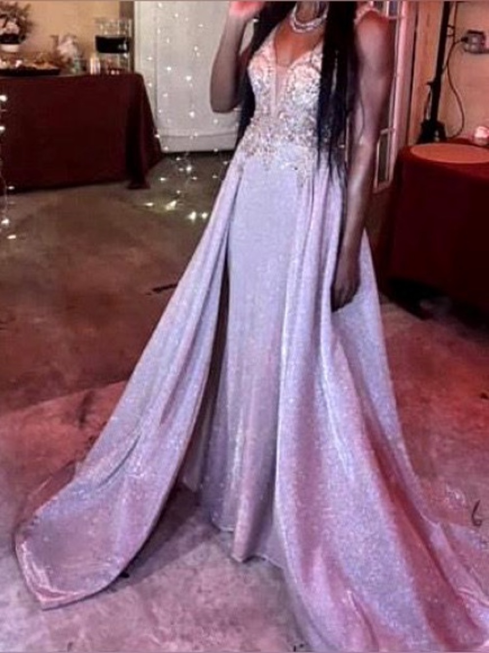 Rose Gold Glitter Prom Dress w/ Train – Size 0/2 – Worn Once